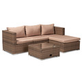 Baxton Studio Addison Brown-Finished 3-PC Rattan Patio Set with Adjustable Recliner 165-10771